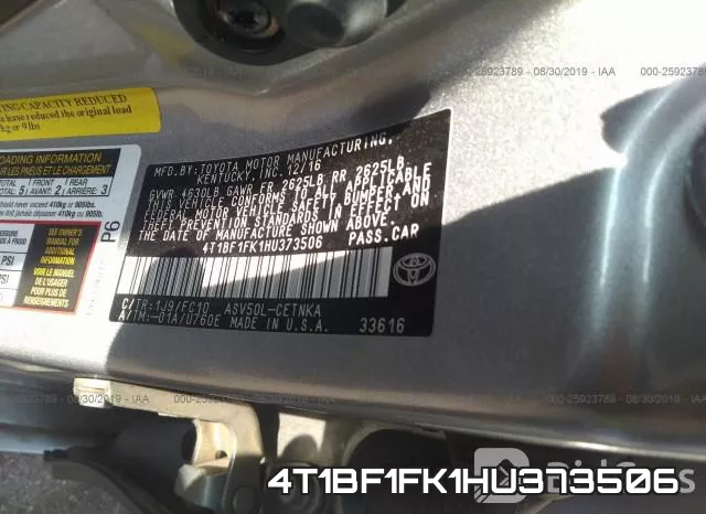 4T1BF1FK1HU373506 фото 10