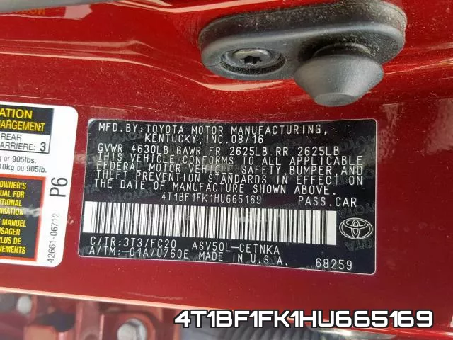 4T1BF1FK1HU665169 фото 2