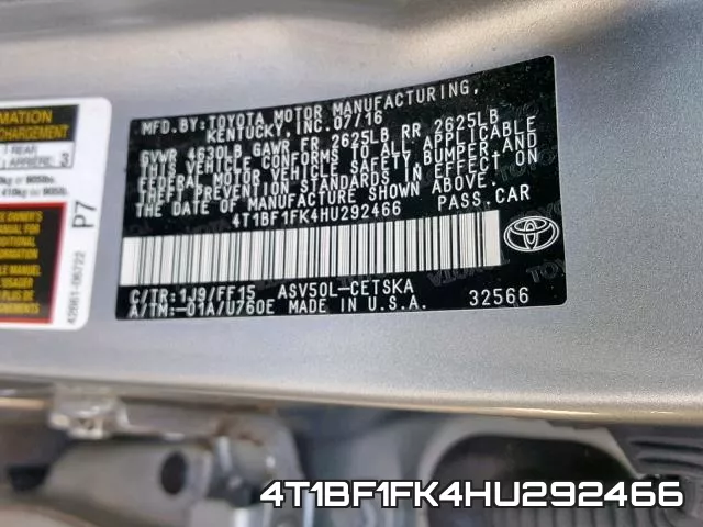 4T1BF1FK4HU292466 фото 2