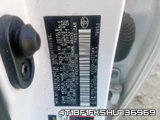 4T1BF1FK5HU736969 фото 2