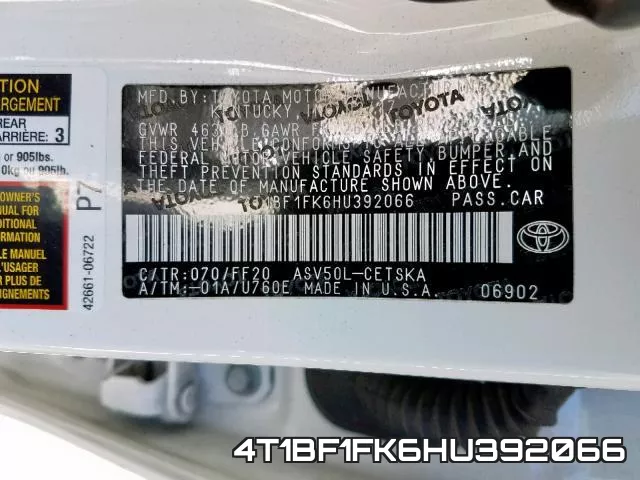4T1BF1FK6HU392066 фото 2