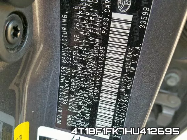 4T1BF1FK7HU412695 фото 2