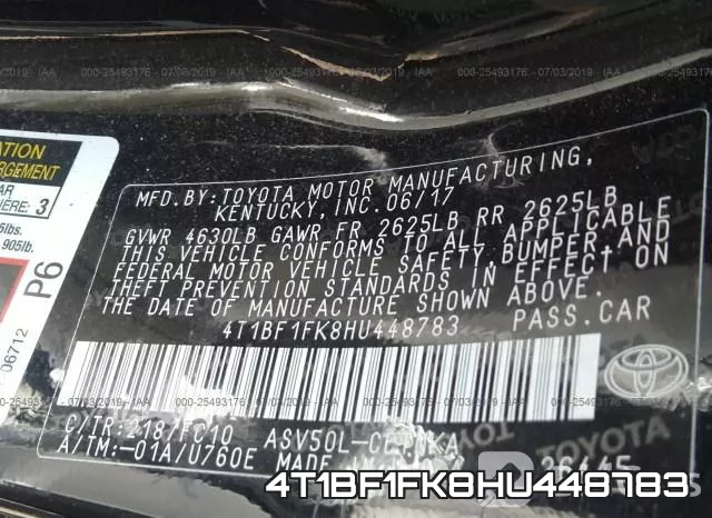 4T1BF1FK8HU448783 фото 10