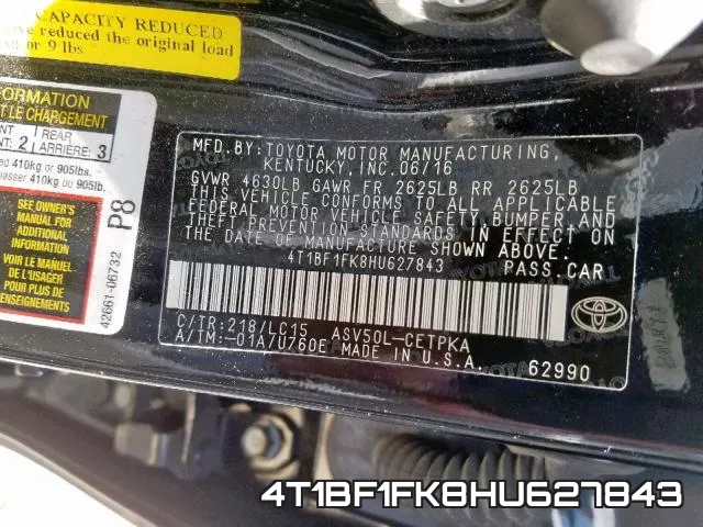 4T1BF1FK8HU627843 фото 2