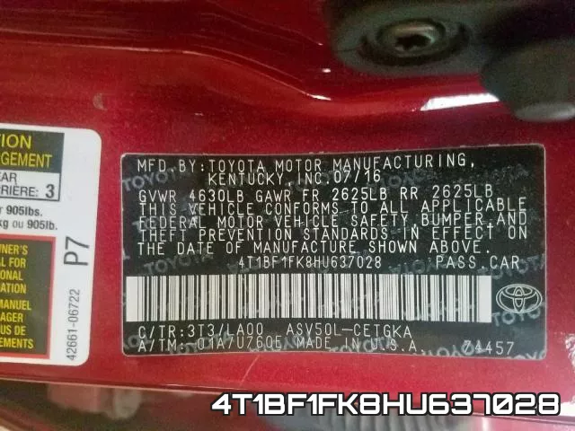 4T1BF1FK8HU637028 фото 2