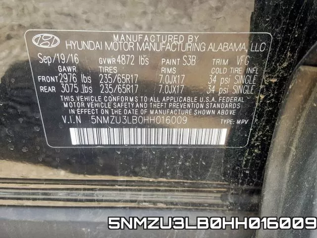 5NMZU3LB0HH016009 фото 2