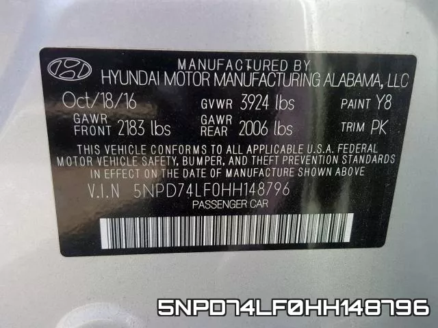 5NPD74LF0HH148796 фото 2