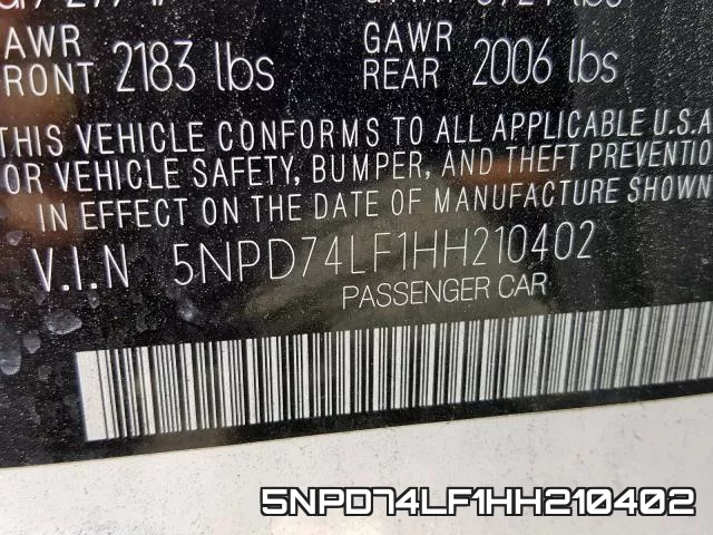 5NPD74LF1HH210402 фото 2