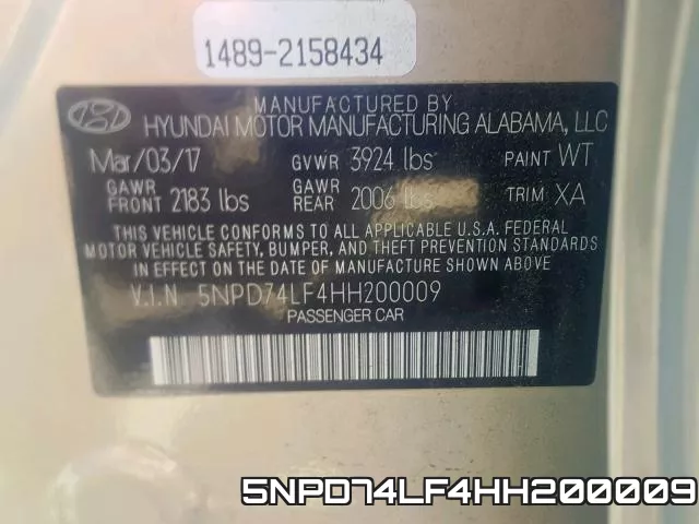 5NPD74LF4HH200009 фото 2