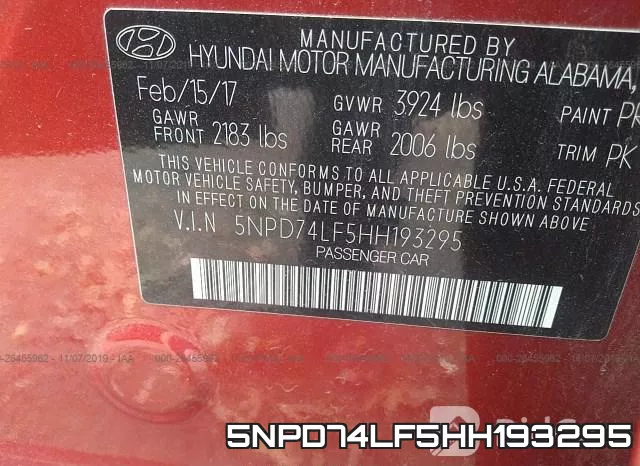 5NPD74LF5HH193295 фото 9