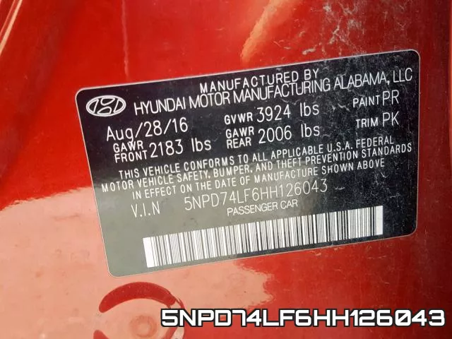 5NPD74LF6HH126043 фото 2
