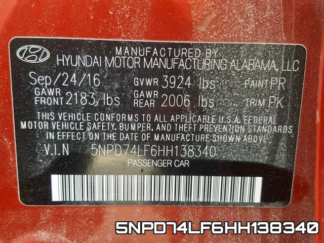 5NPD74LF6HH138340 фото 2