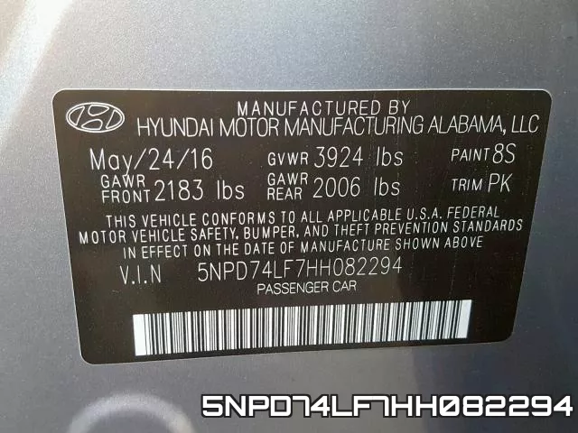 5NPD74LF7HH082294 фото 2