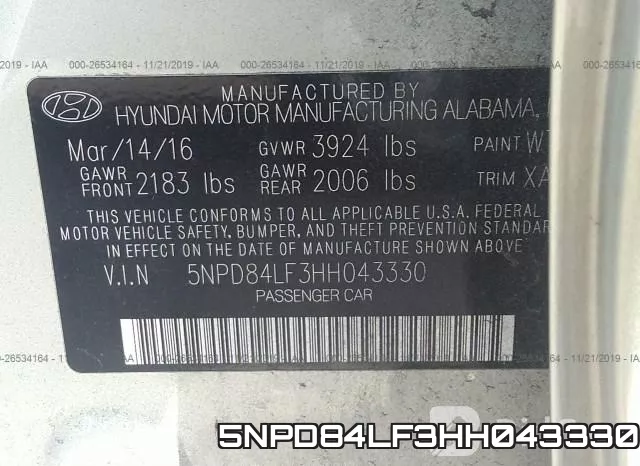 5NPD84LF3HH043330 фото 10