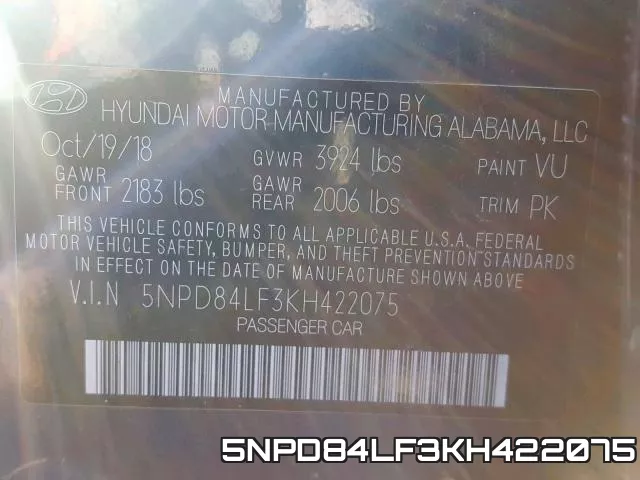 5NPD84LF3KH422075 фото 2