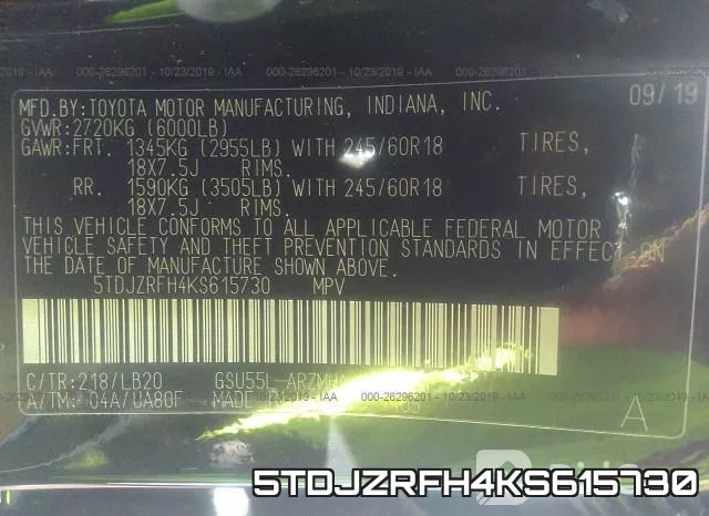 5TDJZRFH4KS615730 фото 10