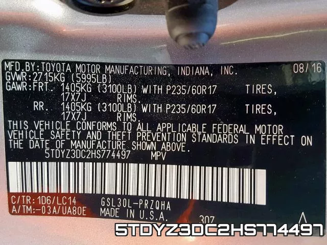5TDYZ3DC2HS774497 фото 2