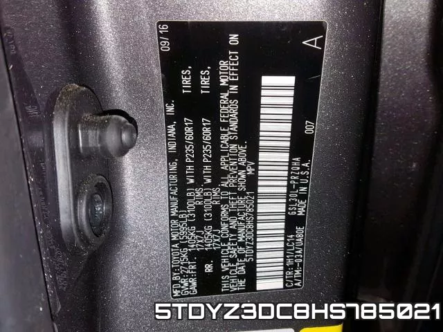 5TDYZ3DC8HS785021 фото 2