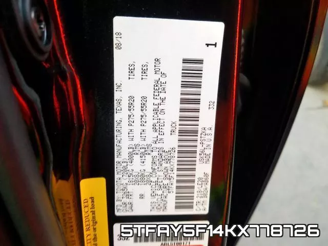 5TFAY5F14KX778726 фото 2