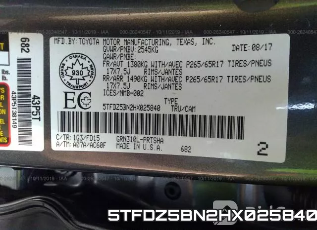 5TFDZ5BN2HX025840 фото 10