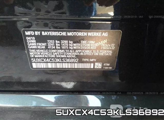 5UXCX4C53KLS36892 фото 10