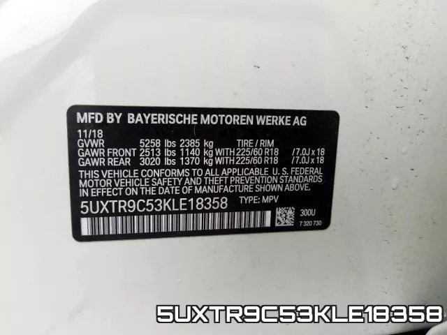 5UXTR9C53KLE18358 фото 2