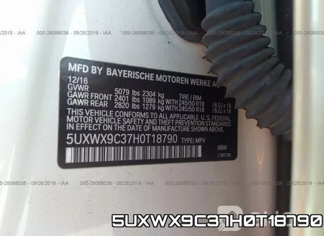 5UXWX9C37H0T18790 фото 10