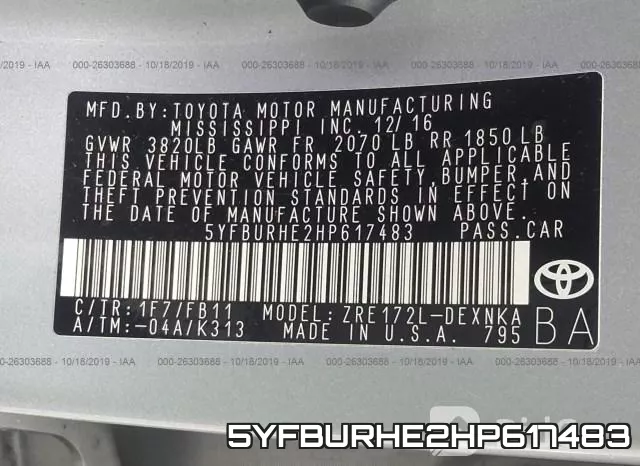 5YFBURHE2HP617483 фото 10