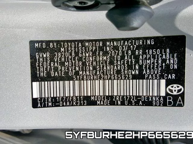 5YFBURHE2HP665629 фото 2