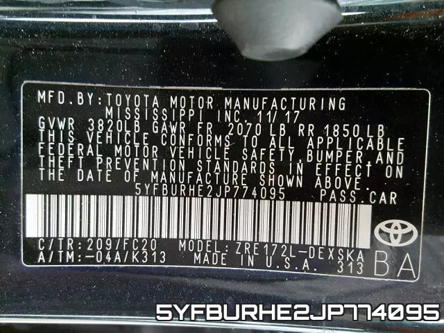 5YFBURHE2JP774095 фото 2