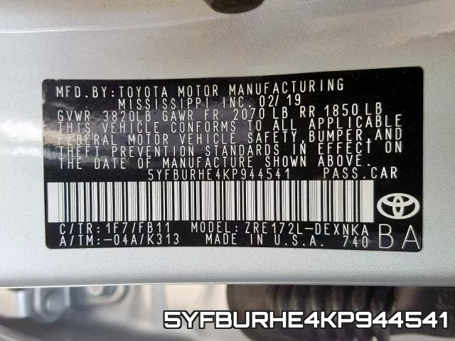 5YFBURHE4KP944541 фото 2