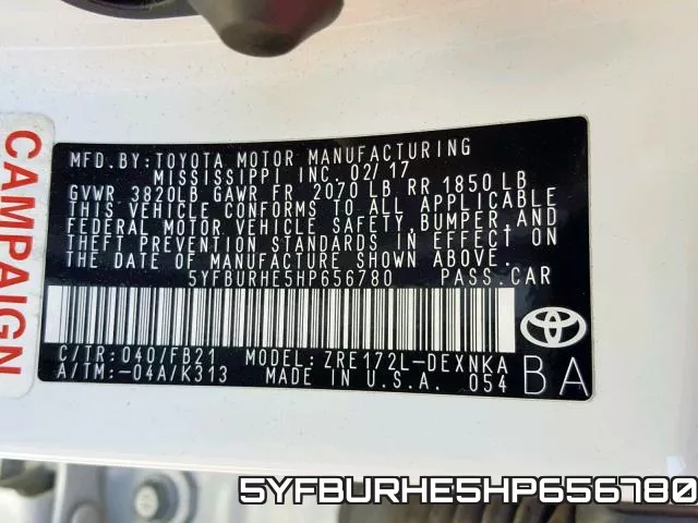 5YFBURHE5HP656780 фото 2