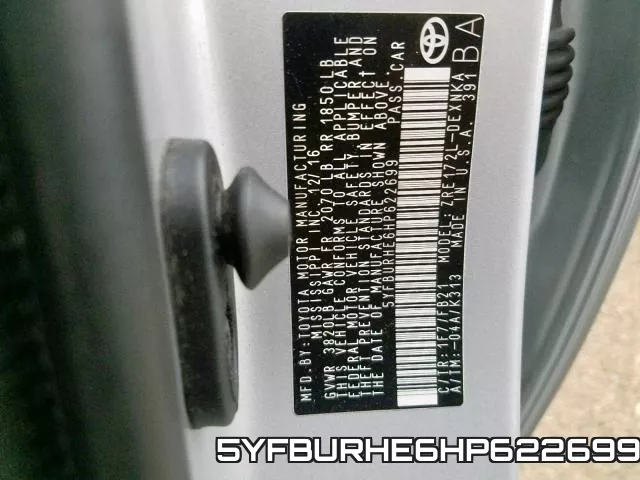 5YFBURHE6HP622699 фото 2
