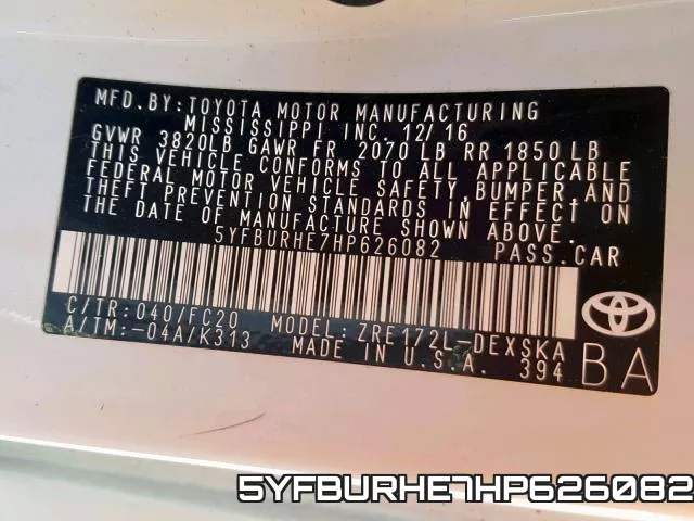 5YFBURHE7HP626082 фото 2