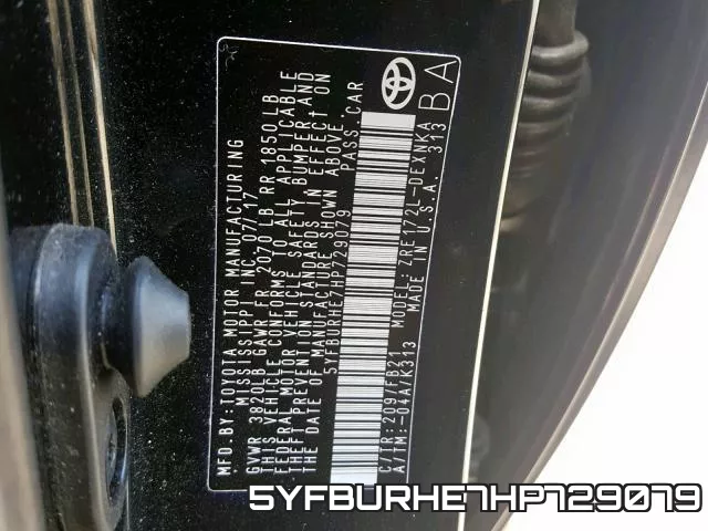 5YFBURHE7HP729079 фото 2