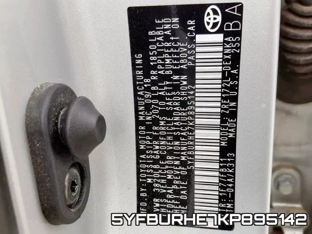 5YFBURHE7KP895142 фото 2