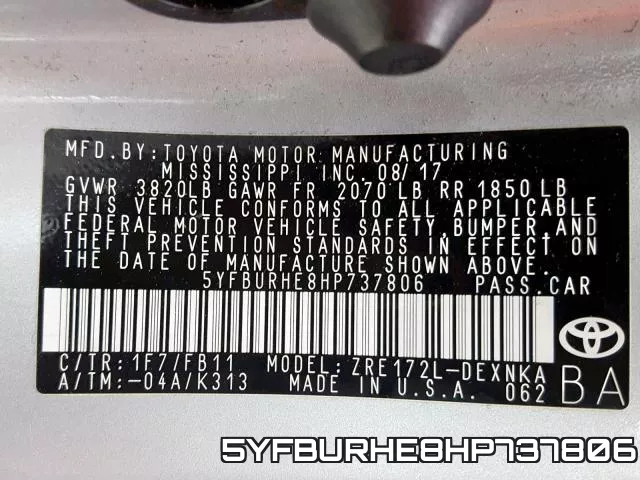 5YFBURHE8HP737806 фото 2