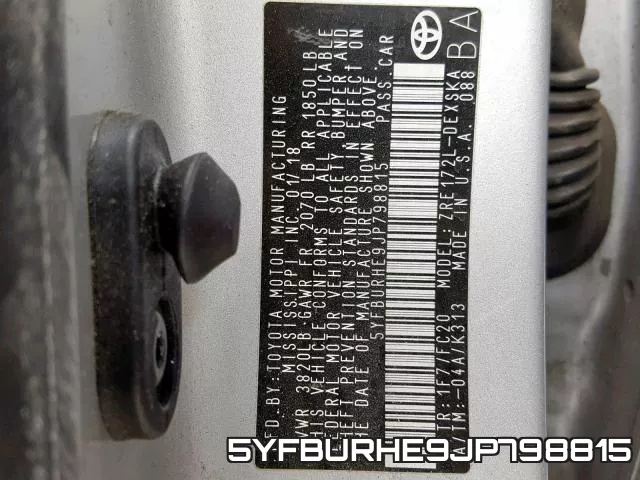 5YFBURHE9JP798815 фото 2