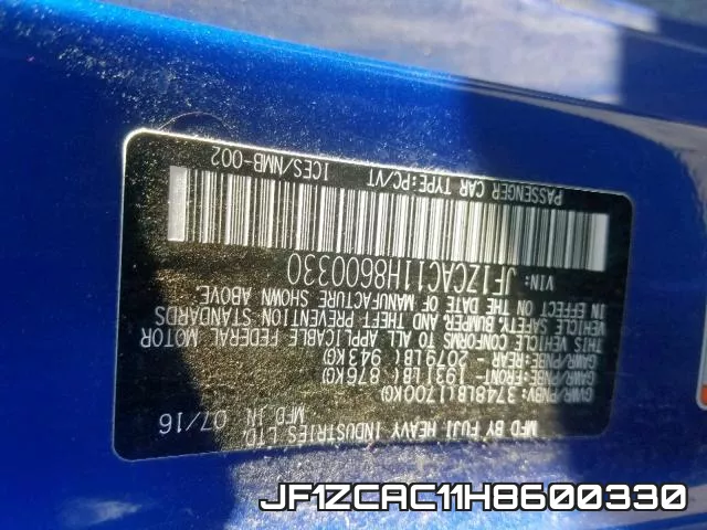 JF1ZCAC11H8600330 фото 2