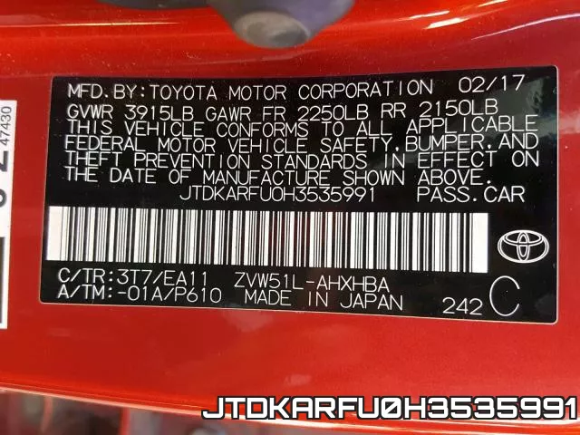 JTDKARFU0H3535991 фото 2