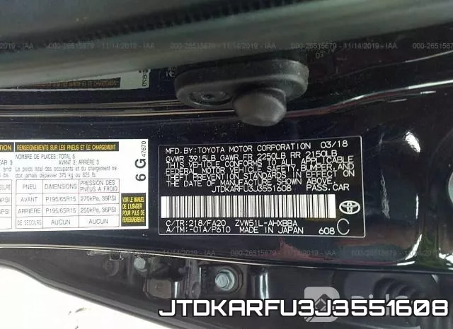JTDKARFU3J3551608 фото 10