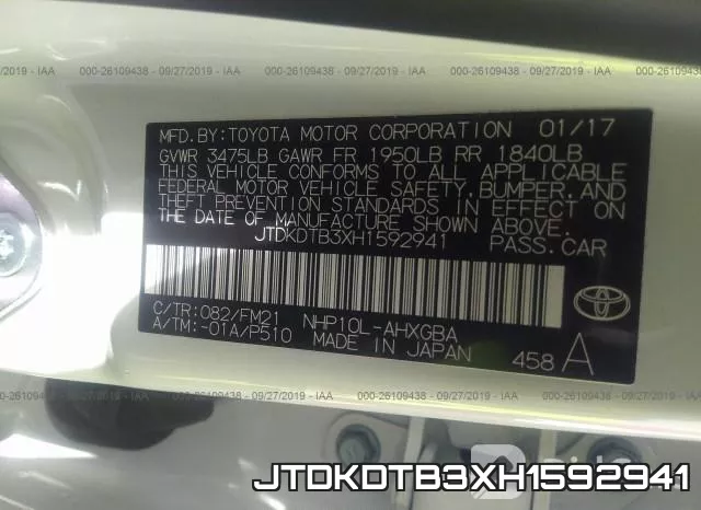 JTDKDTB3XH1592941 фото 10