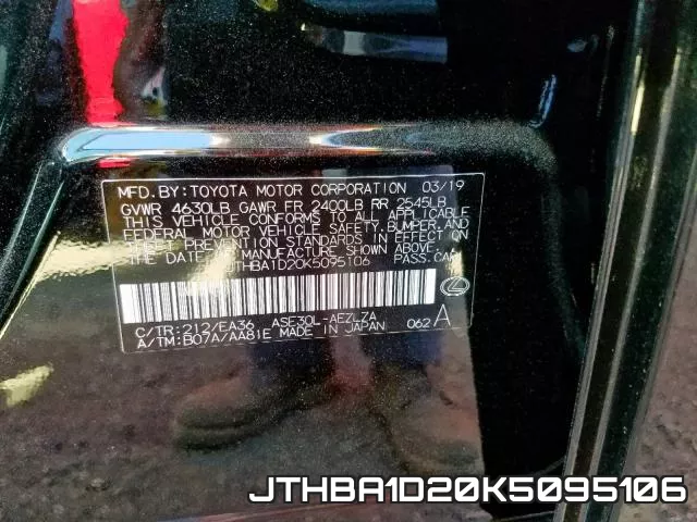 JTHBA1D20K5095106 фото 2