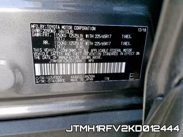 JTMH1RFV2KD012444 фото 2