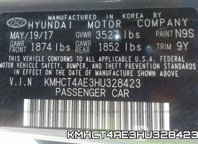 KMHCT4AE3HU328423 фото 10