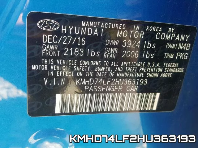 KMHD74LF2HU363193 фото 2
