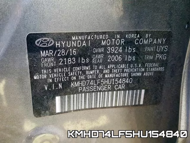 KMHD74LF5HU154840 фото 2