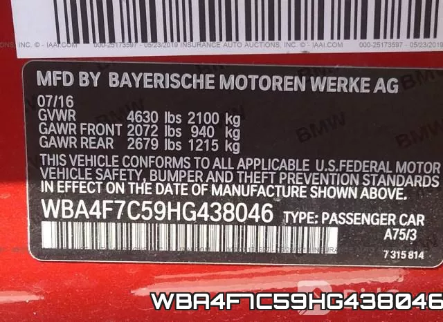 WBA4F7C59HG438046 фото 10