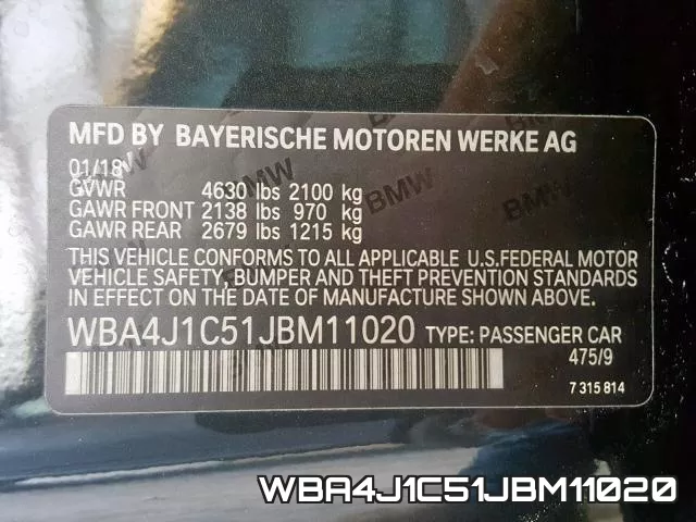 WBA4J1C51JBM11020 фото 2