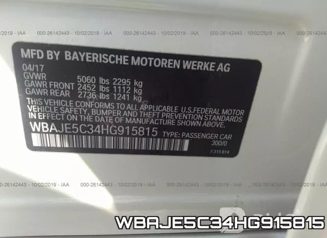 WBAJE5C34HG915815 фото 10